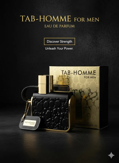 TAB-HOMME Eau de Parfum for Men – 100ml | Bold & Long-Lasting Fragrance of Power, Confidence & Style | Luxury Perfume for Modern Men